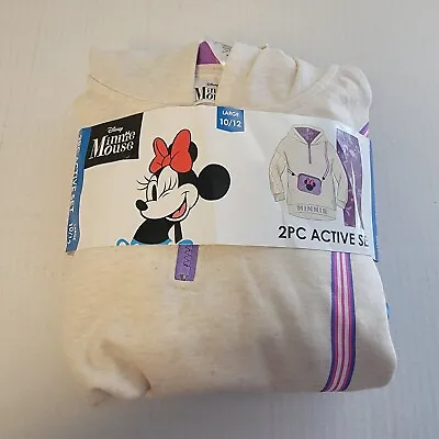 NWT Disney Minnie Mouse 2 Piece Hoody & Pants Active Wear Set Girls Beige/Purple • $16.99