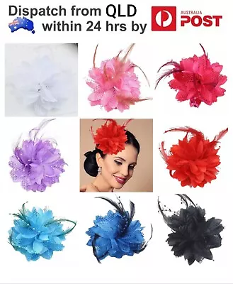 $8.99 • Buy Flower Feather Bead Fascinator Head Hair Clip Pin Elastic Corsage Wedding Races