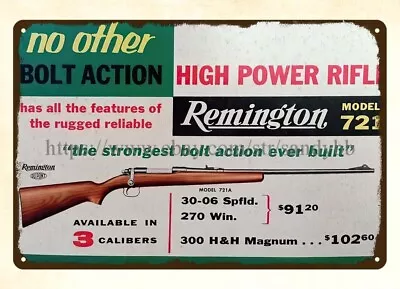 Dorm Room Wall Art Remington Firearms Rifle Ammo Hunting Metal Tin Sign • $18.93