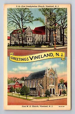 Vineland NJ-New Jersey First Presbyterian Church Vintage Souvenir Postcard • $7.99