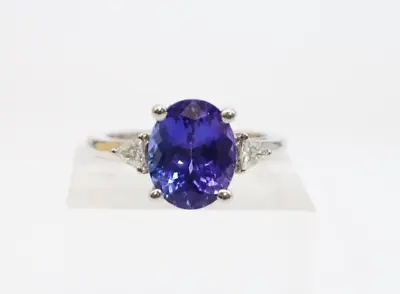 Tanzanite And Diamond Ring In Platinum - Full Hallmarks. • £1895