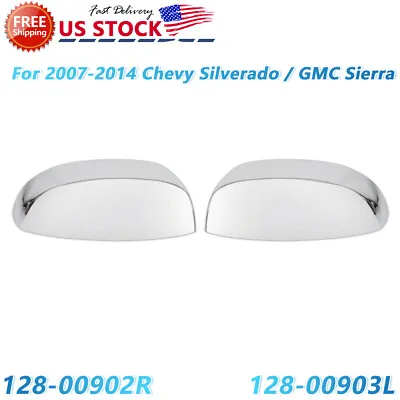 For 2007-2014 Chevy Silverado / GMC Sierra CHROME Top Mirror Covers Replacement • $29.99