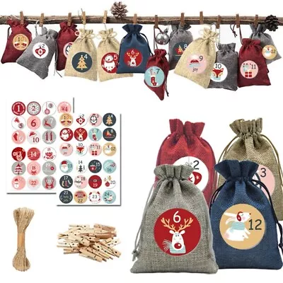 Christmas Advent Calendar Bag Set For DIY Filling Fabric Bag Bags • $24.98