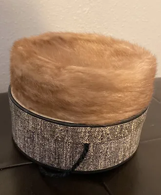 Fur Mink Pillbox Hat  Vintage Woman's Hat W/ Box Mr A Paris New York Grannycore • $24.99