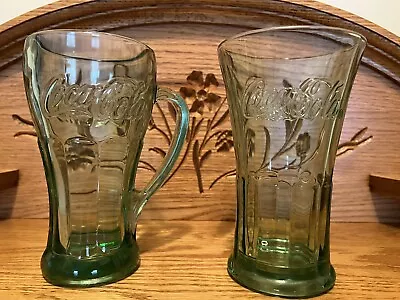 Two Vintage Libby Green Glass Coca Cola Glasses • $12