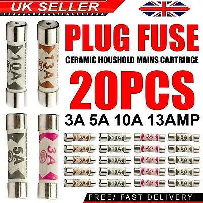 20 X Mixed Ceramic Household  Fuses Mains Electrical Cartridge Plug UK Store. • £2.97