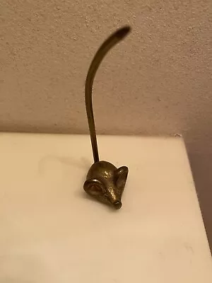 Vintage Brass Mouse Long Tail Paperweight Receipt Holder Ring Holder • $10