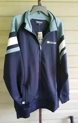 MARC ECKO Unltd The Track Runner Jacket Navy Stretchy Oversize Front Zip L NWT • $11.24