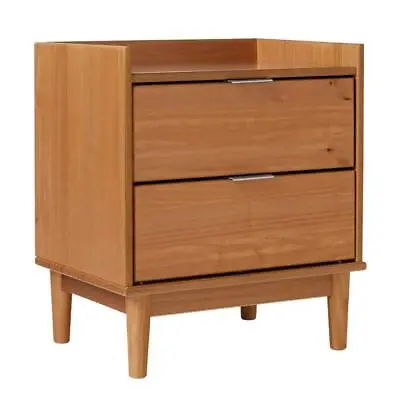 Welwick Designs Nightstand 2-Drawer Wood Mid-Century Modern Tray-Top Caramel • $114.54