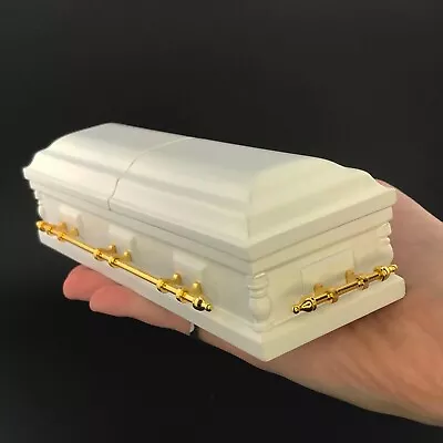 Wooden Miniature Coffin Casket WHITE Color For 1:12 Dollhouse Funeral Buried • $109