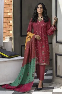 Ready To Wear Lakhany 3 Piece Embroidered Karandi Suit LSM-2537 • £40.99