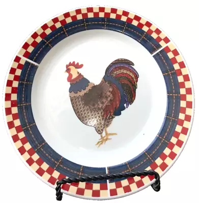 Majesticware Oneida  Calico Rooster  Chicken Rooster Plate Set Of 4 Dish 7.5 Rd • $19.95