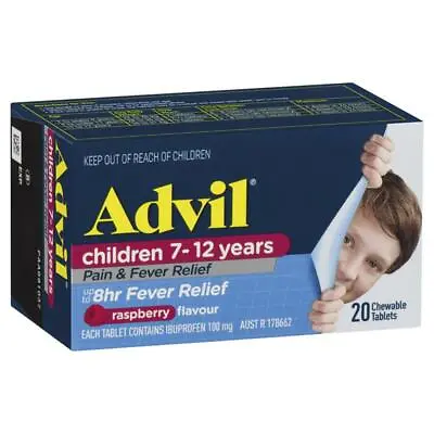 $17.95 • Buy Advil Children 7-12 Yo Pain & Fever Relief Raspberry Flavour Chewable 20 Tablets