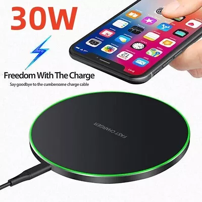 30W Super Fast Wireless Charger Stand Charging For All Samsung IPhone Phones • £6