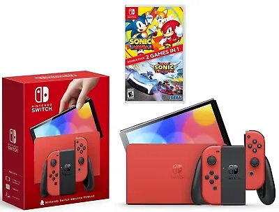 NEW Limited Edition Nintendo Switch OLED Super Mario Bundle +2 FREE Sonic Games! • $318.88