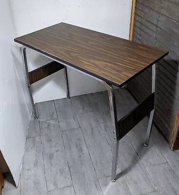 Vintage Mid Century Modern Industrial Chrome Metal Formica Writing Desk Table • $153