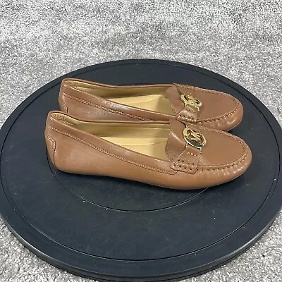 Michael Kors Ballet Women's Size 7 M Slip On Round Toe Flat Brown Leather • $29.99