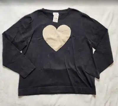 New Women's M L XL XXL 3X J Crew Factory Shimmer Heart Teddie Sweater Black • $59.99