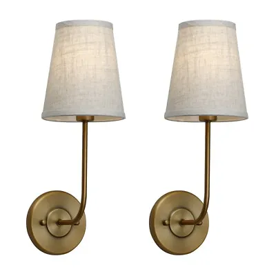 Modern Vintage Linen Fabric Shade Wall Lamp Sconce Bedroom Bedside Light Fixture • $84.99