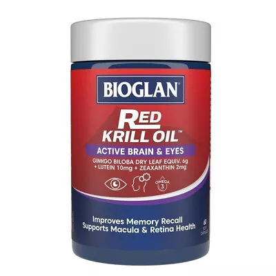 BIOGLAN Red Krill Oil Active Brain & Eyes 60 Capsules • $39.87