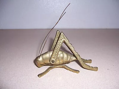 Vintage Solid Brass Grasshopper Cricket Paperweight Figurine 4.5  Long • $9.99