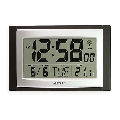 Acctim Stratus Digital Wall / Desk Clock Radio Controlled Tabletop LCD Display • £29.99