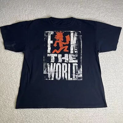 VTG Y2K Insane Clown Posse ICP T-Shirt Mens 2XL F**K The World Black Hatchet Man • $25.88