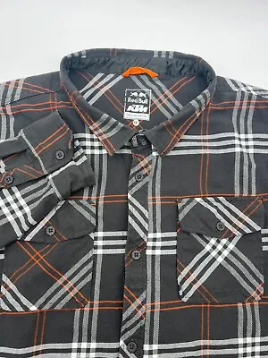 Red Bull KTM Factory Racing Flannel Shirt Mens XXXL Plaid Button Up MX Motocross • $29.69