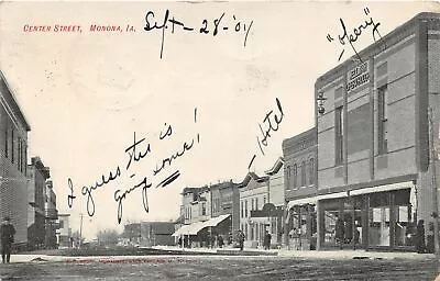 J15/ Monona Iowa Postcard C1910 Center Street Stores Buildings  277 • $9.20