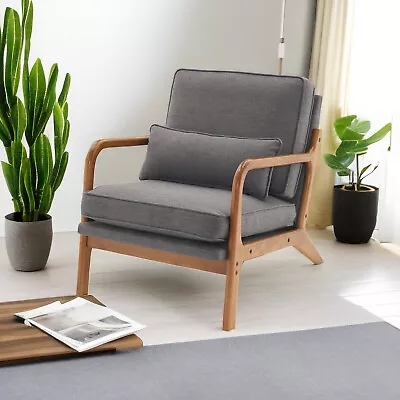 Oak Upholstered Lounge Chair Single Sofa Relaxation Chair & Lounge Armchair • $145.99
