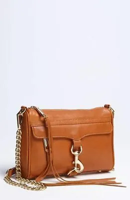 Rebecca Minkoff Mini MAC Leather Crossbody Bag BROWN Gold $195 CHESTNUT ALMOND • £53.07