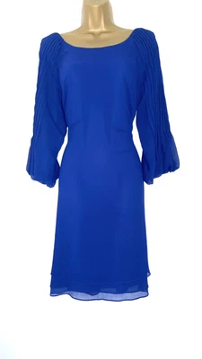 £0.99 • Buy M&S LIMITED COLLECTION UK 14 BNWT Blue Pleated Chiffon Shift Dress Wedding MOTB