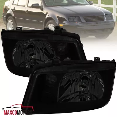 Black Smoke Headlights Fits 1999-2005 VW Jetta Bora MK4 Lamps Left+Right 99-05 • $75.49