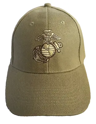 U.S. Marine Corps Hat USMC Insignia Baseball Hat Khaki Adjustable By Eagle Crest • $23.95