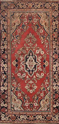 Semi-Antique Floral Kashaan Traditional Area Rug 4x6 Red/ Navy Blue Wool Carpet • $397.74