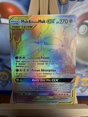 Pokemon Muk & Alolan Muk GX Hyper Rare S&M Unbroken Bonds 220/214 • £17.99