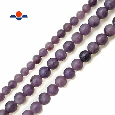 Natural Purple Lepidolite Smooth Round Beads 6mm 8mm 10mm 15.5  Strand • $8.99