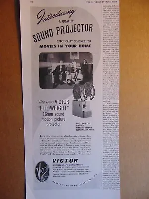 1947 Introducing VICTOR SOUND PROJECTOR For Home Movies Vintage Art Print Ad  • $12