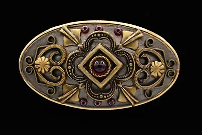 Michal Golan Vintage Pin Brooch Cabochon Antiqued Gold Tone Signed BinAH • $30.36