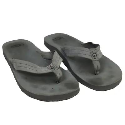 UGG Grey Leather Thong Flip Flop Men’s Size 9 • $29
