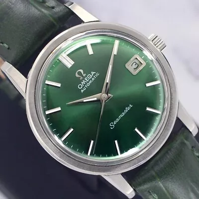 OMEGA Seamaster AUTOMATIC 24 J CAL.565 DATE REF.166.003 GREEN DIAL MEN'S WATCH • $990