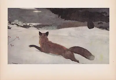1939 Vintage  THE FOX HUNT  By WINSLOW HOMER WINTER Color Art Plate Lithograph • $30
