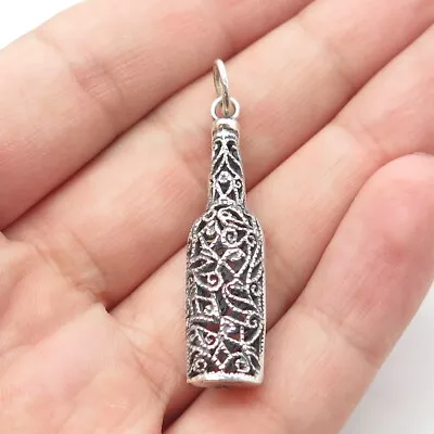 925 Sterling Silver Vintage Bottle Scroll Swirl Hollow Pendant • $32.99