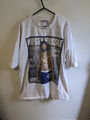 Vintage Nipsey Hustle Shirt Mens 3XL XXXL White 2000S Y2K Rap Tee AOP Big Print • $28