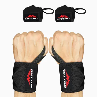 Weight Lifting Wrist Wraps Gym Straps Support Hand Bandage Brace Cotton Strength • £3.99