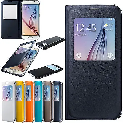 New S-view Slim Flip Case Battery Back Cover For Samsung Galaxy S6 Sm-g920 • £4.98