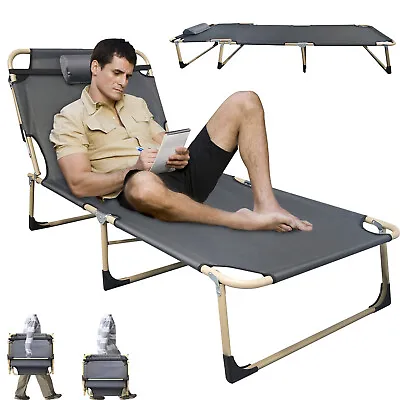 Chaise Lounge Outdoor Patio Folding Reclining Beach Pool Chair Lawn Sun Lounger • $56.99