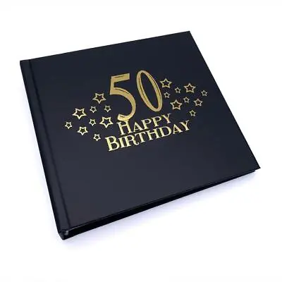 £13.99 • Buy 50th Birthday Black Photo Album Gift With Gold Script