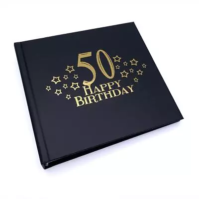 £14.99 • Buy 50th Birthday Black Photo Album Gift With Gold Script