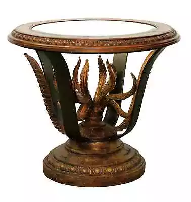 Maitland Smith Round Glass Top Table Foyer Or Side Table Acanthus Leaves • $695